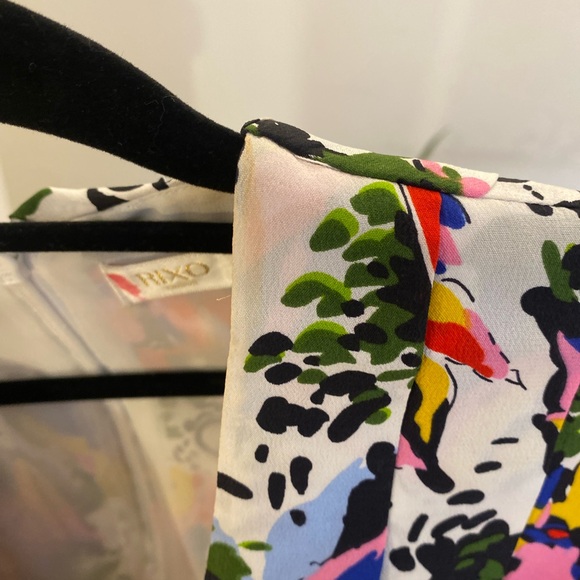 RIXO Midi Dress Camellia Floral Print Pleated Silk Size XX-Small - Picture 5 of 6